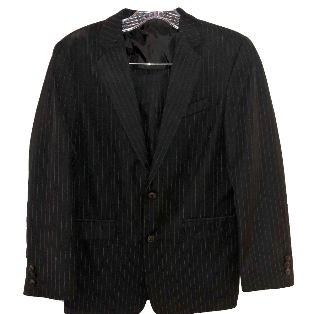 Chaps black pin stripe suit boys size 16